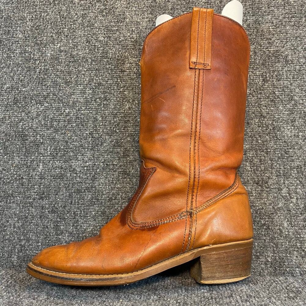 Vintage Dexter Mens 9 Brown Leather Campus Western Cowboy Boots Mid Calf